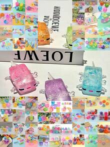 1/3/4/5pcs Shiny Crystal Salamander Squishy Toys, Soft Slow Rebound, Anti-Stress Fidget Toys, Cute Small Gadgets, Taba Squishy, Portable Travel Finger Pinching Toys, Soft & Adorable, Suitable For All Ages Including Autism, Office Workers, Students, Ideal Holiday Gifts, Small Cute Fun Gifts - 彩色 - 查看 9