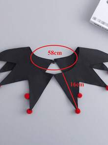 1 chiếc cổ áo rời kiểu chú hề cổ điển, phụ kiện trang phục biểu diễn xiếc cho nam và nữ, thiết kế dễ thương với quả bông trang trí, cổ áo giả đa năng. - màu đen - Xem 9