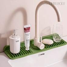 Silicone Faucet Splash Guard, Faucet Water Mat, Extended Silicone Sink Mat, Suitable For Kitchen, Bathroom, Laundry Room, Farmhouse, Bar And RV - Multicolor - View 9