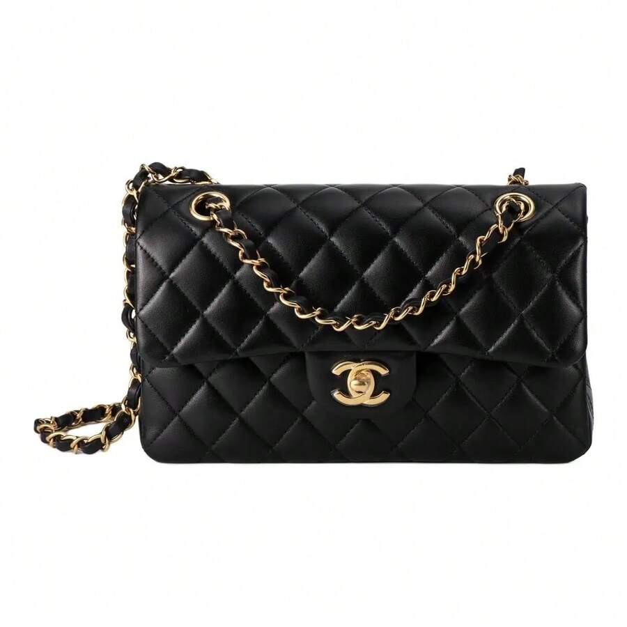 CHANEL Classic Flap CF (Chanel) Classic Gold-Buckled Chain Shoulder Strap Leather Quilted Flap Bag Crossbody Bag  Shoulder Bag Small Women's Black - A01113-Y01295-94305 - 查看 1