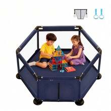 Corrales Para Bebés corralitos Plegable De Juegos Bebés Y Niños Corralito Hexagonal Transportable Corral De  Gimnasio Con marco de tiro Material de acero inoxidable Para Interior Exterior - Azul oscuro - Ver 2