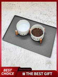 1 tấm lót thức ăn cho thú cưng bằng silicon - màu đen - Xem 7