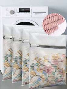 1/4个蜂窝网眼精致衣物洗衣袋，网眼面料耐用可重复使用，适用于精致衣物洗涤，旅行收纳内衣袋，涤纶洗衣袋，加厚网眼洗衣篮，洗衣机专用洗衣袋，胸罩袋，家用洗衣袋套装，白色洗衣袋，适用于袜子、胸罩、口罩、衣物等。 - 彩色 - 查看 1