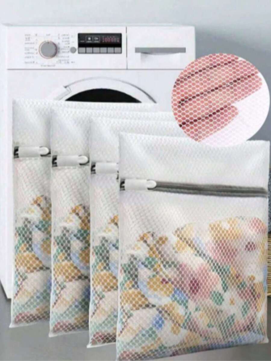 1/4个蜂窝网眼精致衣物洗衣袋，网眼面料耐用可重复使用，适用于精致衣物洗涤，旅行收纳内衣袋，涤纶洗衣袋，加厚网眼洗衣篮，洗衣机专用洗衣袋，胸罩袋，家用洗衣袋套装，白色洗衣袋，适用于袜子、胸罩、口罩、衣物等。 - 彩色 - 查看 1