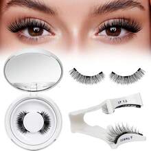 1 Set de Pestañas Postizas Magnéticas con Herramienta Aplicadora, Pestañas Magnéticas Reutilizables de Aspecto Natural, Ligeras Adecuadas para Maquillaje Natural - 1 Estilo - Negro - Ver 2