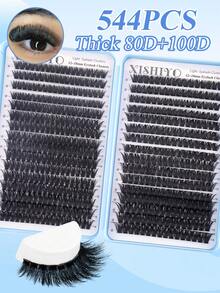 640/544 piezas Pestañas postizas individuales, Libro de pestañas, Pestañas postizas en racimo, Extensión de pestañas DIY, Pestañas postizas en racimo, Pestañas postizas individuales, Pestañas postizas - D - Ver 3