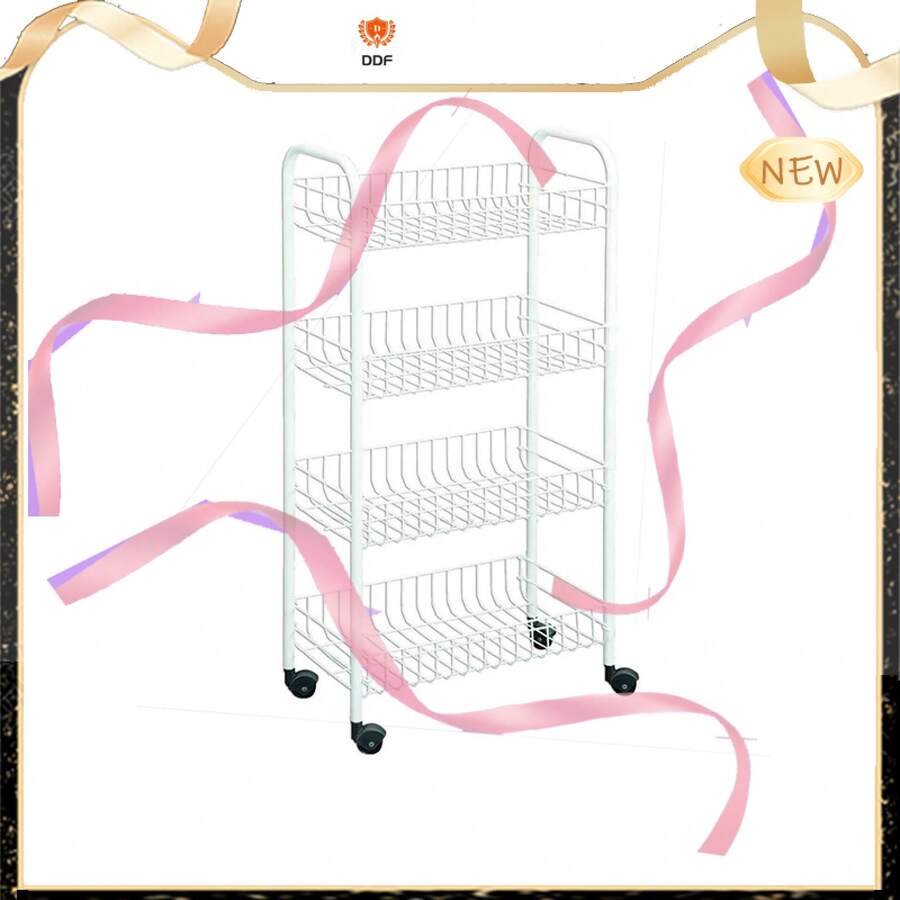 4 Tier Metal Rolling Utility Cart With Casters Storage Shelf Rack With Baskets And Wheels 72cm High From Ddfo - Classic - View 1