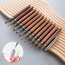 1支/套檀木美甲刷 - 日本美甲工具，可用于勾勒轮廓、构建线条和绘制线条 - 棕色 - 查看 3