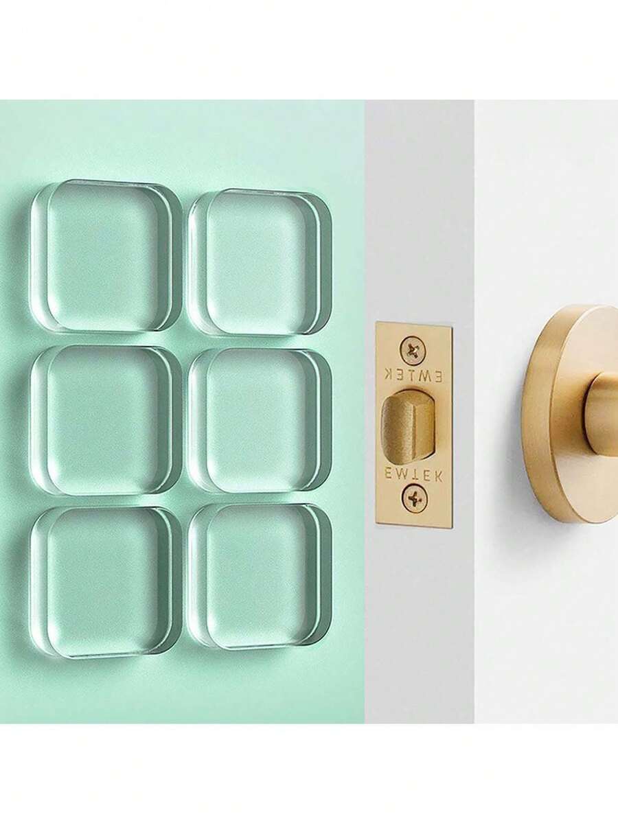 3 pièces/4 pièces Set Butoir de porte transparent [Adhésif sans impact], Protège-poignée de porte transparent, Coin anti-collision côté gauche, Design à coussin en silicone - Convient pour divers amortisseurs de meubles, Applicable aux sols en bois/carrelage, Convient pour la maison et le bureau