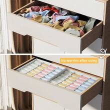 2pcs Wardrobe Drawer Style Grid Organizer Boxes, Foldable Fabric Lingerie, Bra, Socks Storage Containers - Multicolor - View 2