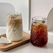 1/2/4pcs Set Elegant Tornado Glass Cup, 420ml/14.3oz Innovative Cocktail Glass, Engraved Beer Mug, Clear Coffee Cup, Beverage Cup, Iced Tea Cup, Tea Set Container, Portable Insulated Coffee Container, Milk Tea Cup. Reusable Glass Cup. - Multicolor - View 12