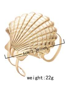 17KM 1 pieza Brazalete de Body inspirado en la vida marina con estrellas de mar y conchas, de estilo bohemio vintage exagerado, regalo de verano y playa para mujer, accesorio casual - Dorado - Ver 11