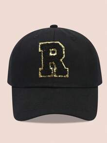 1 buah Topi Baseball Anak-Anak dengan Huruf Hitam, Topi Pelindung Matahari untuk Anak Laki-Laki dan Perempuan, Cocok untuk Aktivitas Luar Ruangan dan Penggunaan Sehari-hari - Label hitam dan emas - topi baseball kain hitam - View 53