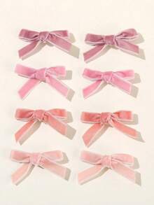 8个/套迷你粉色蝴蝶发夹，适合秋冬季日常佩戴，女士侧刘海发夹 - 彩色 - 查看 11