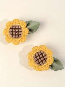 2个装女士可爱向日葵装饰发夹，百搭休闲发饰，适合日常使用 - 彩色 - 查看 4