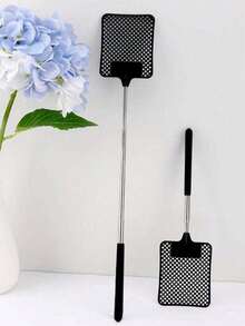 1pc/2pcs Simple Solid Color Extendable Fly Swatter, Plastic Material, Manual Mosquito & Fly Killer, Long Handle For Home Kitchen Living Room Patio, Practical Cleaning Tool, Gift For Valentine's Day Father's Day Mother's Day - Upgraded Version - View 2