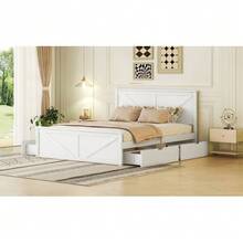 Single Wooden Bunk Bed 160x200 With Four Drawers, White - White - View 7