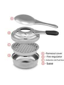 迷你酒精炉 - 便携式高效不锈钢露营炉，带防烫手柄和安全盖，露营应急烹饪锅，非常适合自助餐和餐饮活动、户外背包旅行、野餐和烧烤。 - 查看 8
