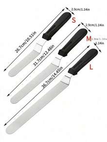 3pcs Stainless Steel Cake Spatula Set, 6/8/10 Inch Durable Icing Smoother For Home Kitchen & School Use - Multicolor - View 11