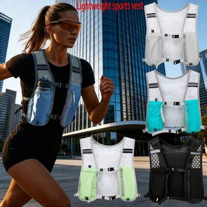 1 Piece Of Sports Running Vest Bag - Lightweight And Breathable Mesh Back Panel, Waist Bag And Chest Bag Combined Into One. Large Main Compartment With A Phone Pocket. Ergonomically Designed To Free Up Hands. Suitable For Use In Gyms, Hiking, Cycling, Travel, Marathon, Running