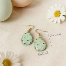 1 Pair Easter Egg Drop Earrings, Cute Bow Tie Colorful Rhinestone Resin Egg Shaped Earrings For Women, Holiday Party Daily Wear Spring Fashion Jewelry Gift - Multicolor - View 18