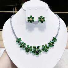 1 Set Plum Blossom Zirconia Necklace & Earrings Set - Multicolor - View 9