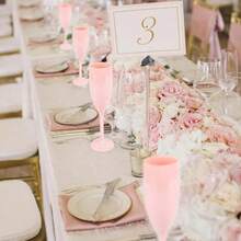 2pcs Pink Champagne Flute Glasses, Reusable Plastic Champagne Cups For Bridal Shower, Wedding, Birthday Party, Christmas, Halloween, New Year - A - View 2