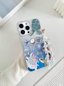 海龟彩绘新款大孔羽毛雪纺IMD渐变PC+TPU一体式亮面喷漆防摔手机壳，附赠串珠手链配件，兼容 17 Pro/17 Air/17/17 Pro Max/16/11/16 Pro/16 Plus/16 Pro Max/16 e/15 Pro Max/13/14/12/XS/XR/7G/8P，兼容三星Galaxy 11/12 Pro/12/12 X/13 Pro/14 Pro/15 Pro，兼容10/9/Note9/12c/Note11 Pro/Note8 Pro - 彩色 - 查看 1