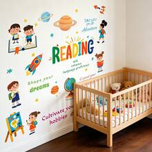 Cartoon Character Space Planet Wall Stickers For Kids Bedroom Nursery Early Education Self-Adhesive Bed Headroom Decals - Multicolor - View 6