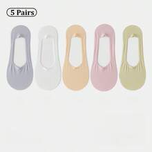 1/3/5 Pairs Spring And Summer Ice Silk Boat Socks For Women, Anti-Slip, No Heel Slipping, Invisible Socks, Thin Low-Cut Socks, Breathable Cool Socks - Multicolor - View 24