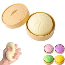 Dumpling Squishies Toy, Giant Glitter Dumpling, Colorful Dumplings Stress Balls Fidget Sensory Toy, Squeeze Dough Ball Stress Relief Hand Toys With Food Steamer Stretchy Desk Toys - E - Xem 1