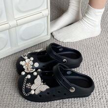 2025 Versatile Mary Jane House Slippers, EVA Cute Butterfly Pearl Minimalist Lightweight Slip-On Sandals - Black - View 3