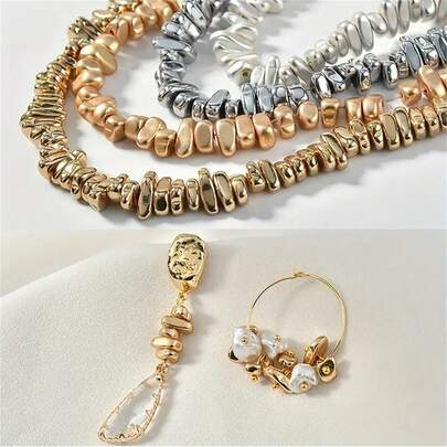 1 Strand Natural Hematite Beads Set, AAA Grade Asymmetrical Matte Smooth Multi-Color Gemstone, Suitable For DIY Jewelry Making, Fashion Bracelets And Necklaces, Unisex Gift