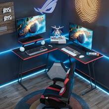 Homall L Shaped Gaming Desk Computer Corner Desk PC Gaming Desk Table With Large Monitor Riser Stand For Home Office Sturdy Writing Workstation (Black, 47 Inch) - màu đen - Xem 6