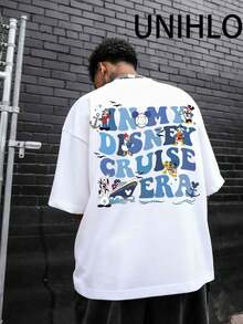 Disney UNIHLO Mickey  Print  Summer Casual Versatile Pure Cotton T-Shirt Suitable For Any Place - White - View 3