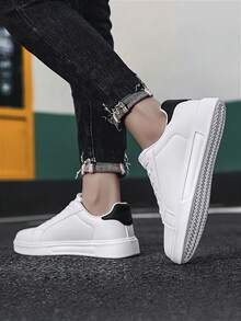 Men's Flat Sneakers, Lightweight Low-Top Style, Suitable For Daily Wear, Walking And Gym Use - Fashion - White and Black - View 6