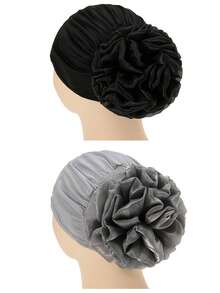 1pc Women's New Large Floral Headband Hat, Elastic Fabric Turban Hat With Classic Floral Decor, Fashionable Party Hat - A - View 14