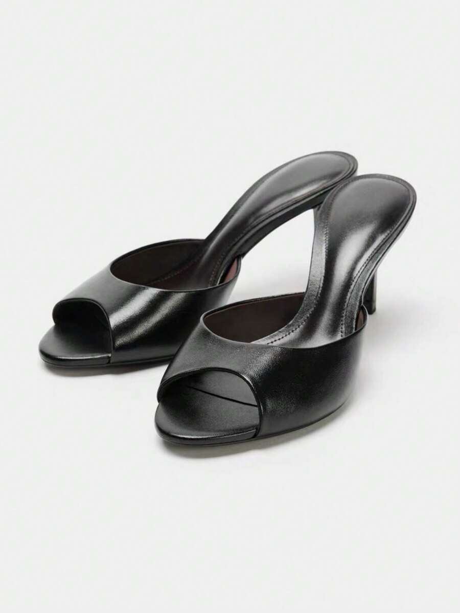 2026 Spring/Summer New Women's Shoes, Mule Style Mid-Heel & Low-Heel Sandals - Black - View 1