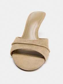 2026 Spring/Summer New Women's Shoes, Mule Style Mid/Low Heel Sandals - Khaki - View 3
