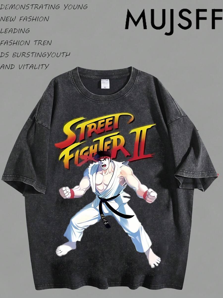 Vintage Washed II Ryu T-Shirt| Classic Stance Graphic Tee| 100% Cotton Game Merch - màu đen - Xem 1