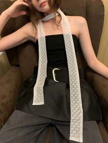 1pc Polka Dot Lace Pattern Elegant Long Scarf, Women's Small Neck Scarf & Decorative Accessory, Multifunctional - Multicolor - View 4