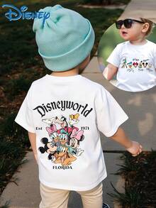 A Casual And Fashionable Short-Sleeved T-Shirt For Boys And Girls, Featuring The Designs Of Disney's Mickey Mouse Daisy And Her Friends. It Is Perfect For Party Outfits And Daily Wear. - 白色 - 查看 1