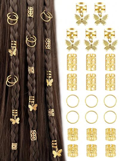 35 piezas de coleteros de mariposa hueca dorada para niñas, accesorios para el cabello adecuados para estudiantes de vuelta a la escuela, decoración para el cabello bohemia dorada para festivales