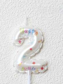 1件白色蕾丝，彩色手绘生日快乐数字0-9，生日周年纪念庆祝派对蛋糕装饰蜡烛，适用于节日庆典、烘焙装饰、成人礼物、生日周年纪念日和其他节日活动 - 白色印花蕾絲 - 查看 7