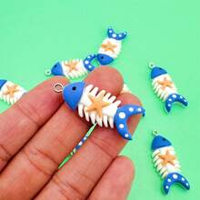 10pcs Ocean Beach Series Fish Bone Pendant, Suitable For Handmade Jewelry Making, Earrings, Necklaces, Bracelets, Anklets, Bag Charms, Couple Gifts, Resin Crafts - 10 Pieces Of Beach Fish Bones - View 2