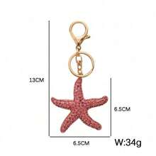 Rhinestone Ocean Starfish Car Key Chain Metal Keyring Bag Charm Keychain, Creative Cross-Border Gift, Zinc Alloy Jewelry, Summer Car Accessories Cute Goth Y2k Bag Accessories Lanyards With Id Holder Car Accessories Bag Charms  Party    Zinc Alloy    Marine Life - 西瓜粉 - 查看 6