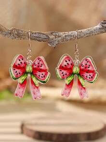 Un par de pendientes de arco con frutas de estilo tropical y temática oceánica, hechos de acrílico, adecuados para que las damas los usen durante las vacaciones y en la vida diaria - Multicolor - Ver 16