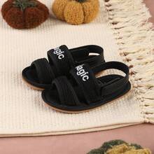 1 Pair Infant Striped Minimalist Breathable Mesh Sandals, Suitable For Summer - Black - View 8