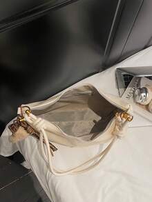 Women's Fashionable Versatile Minimalist Crescent Shoulder Bag - White - View 6