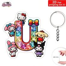 2D打印圣诞字母卡通钥匙扣，A-Z字母主题亚克力钥匙扣，包包挂件，背包和钱包挂饰，汽车钥匙扣，卡通挂件，女士钥匙扣，钥匙链 - 彩色 - 查看 19